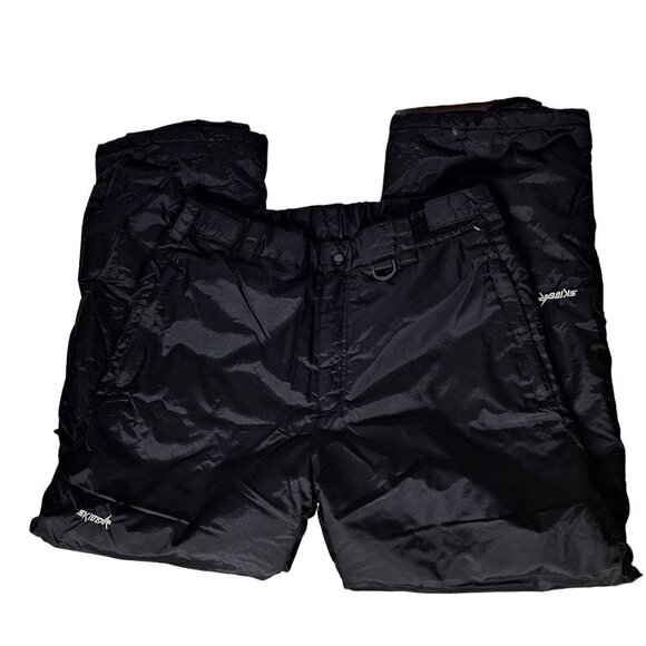 Ski Gear Men's Winter Snow Pants Size Large Solid Black Zip Pockets - Picture 1 of 7